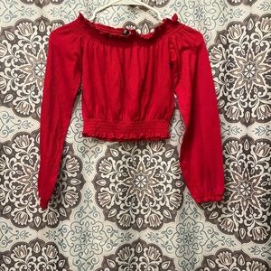 Xs red divided crop top